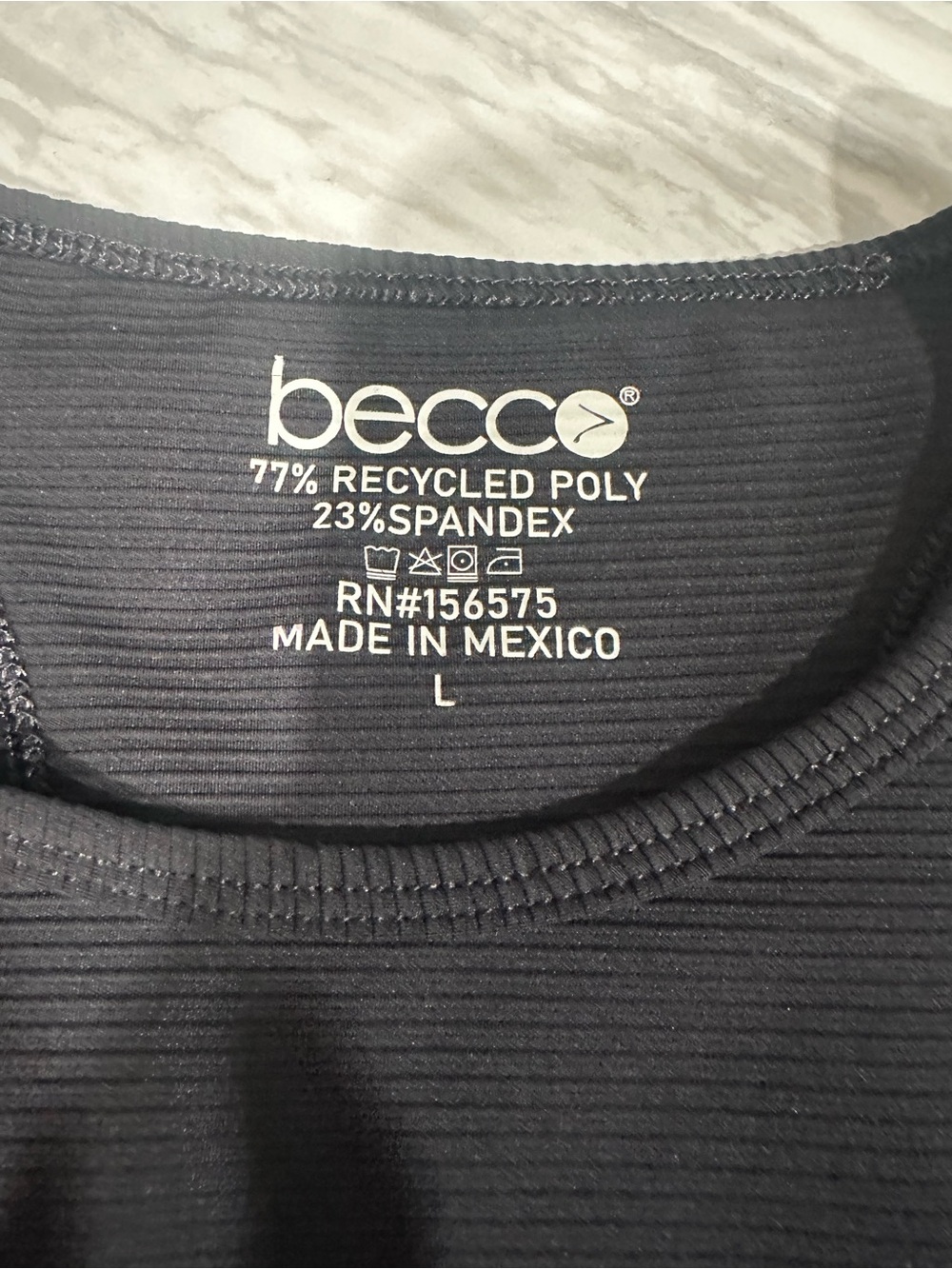 Ecco Black Ribbed Racerback Crop Tank - Picture 2 of 3